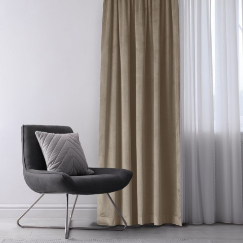 Zasłona VILA  beżowy  szelki 10 cm velvet 265x300 homede - CURT/HOM/VILA/VELVET/TAB/BEIGE/265x300