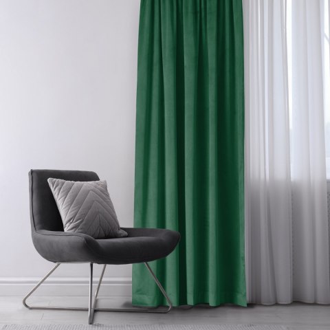 Zasłona VILA  butelkowa zieleń   smok transparentna 5 cm z grzywką 3 cm velvet 265x245 homede - CURT/HOM