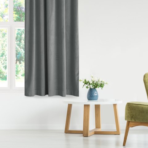 Zasłona VILA  grafitowy   smok transparentna 10 cm z grzywką 3 cm velvet 265x300 homede - CURT/HOM/VILA/