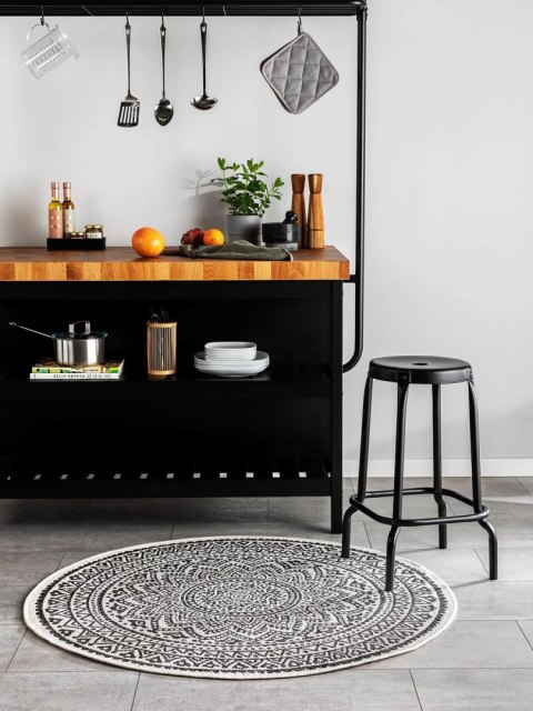 Dywan okrągły krótkowłosy CLEO 4 kolor biały styl boho r150 benuta - RUG/BENUT/CLEO/4/WHITE+BLACK/R150