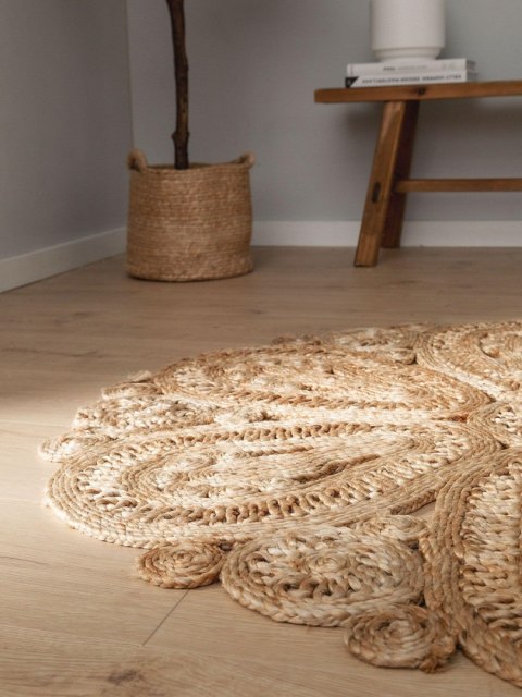 Dywan okrągły krótkowłosy KAMALA 2 kolor jasny brąz styl boho r120 benuta - RUG/BENUT/KAMALA/2/NATURAL/R120
