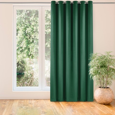 Zasłona VILA  butelkowa zieleń  srebrne przelotki metalowe srebrne velvet 265x225 homede - CURT/HOM/VILA/VELV