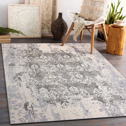 Dywan krótkowłosy IONA ORNAMENT kolor kremowy 80x150 hakano - RUG/LU/IONA/ORNAMENT/CREAM+GREY/80x150