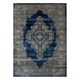 Dywan krótkowłosy WELLI ORNAMENT 3 kolor granatowy 240x340 hakano - RUG/LU/WELLI/ORNAMENT3/NAVY+GOLD/240x340