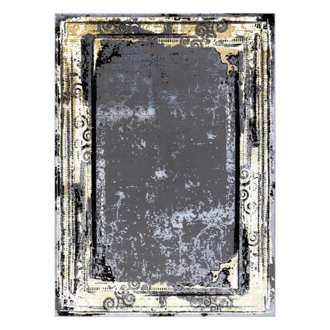 Dywan krótkowłosy WELLI ORNAMENT 4 kolor szary 160x220 hakano - RUG/LU/WELLI/ORNAMENT4/GREY+GOLD/160x220