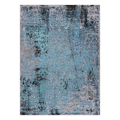 Dywan krótkowłosy WELLI ORNAMENT 6 kolor morski 160x220 hakano - RUG/LU/WELLI/ORNAMENT6/BLUE+GREY/160x220