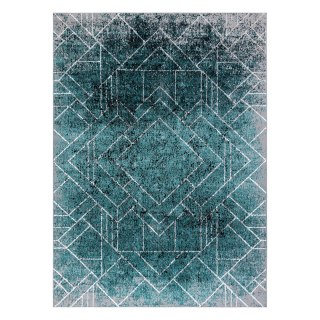 Dywan krótkowłosy WELLI RHOMBUS kolor morski 140x190 hakano - RUG/LU/WELLI/RHOMBUS/GREY+GREEN/140x190