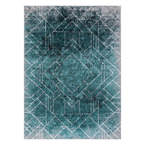 Dywan krótkowłosy WELLI RHOMBUS kolor morski 140x190 hakano - RUG/LU/WELLI/RHOMBUS/GREY+GREEN/140x190
