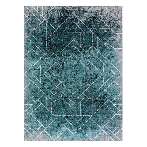 Dywan krótkowłosy WELLI RHOMBUS kolor morski 240x340 hakano - RUG/LU/WELLI/RHOMBUS/GREY+GREEN/240x340