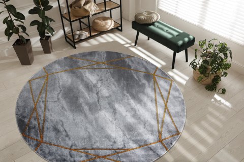 Dywan okrągły krótkowłosy ESTEMA MARBLE 2 kolor szary r160 hakano - RUG/LU/ESTEMA/MARBLE2/GREY+GOLD/R160