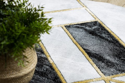 Dywan okrągły krótkowłosy ESTEMA MARBLE 3 kolor czarny r160 hakano - RUG/LU/ESTEMA/MARBLE3/BLACK+GOLD/R160