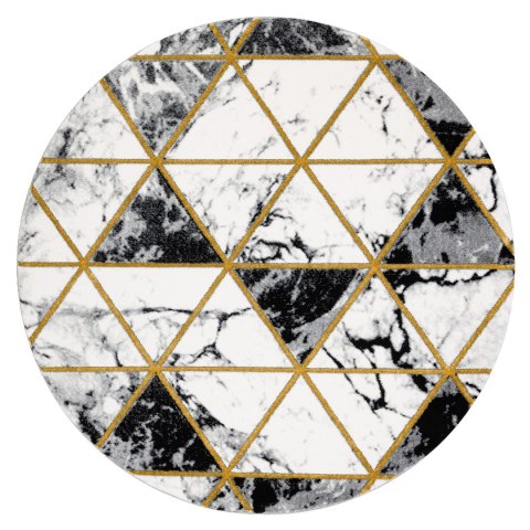 Dywan okrągły krótkowłosy ESTEMA MARBLETRIANGLES kolor czarny r160 hakano - RUG/LU/ESTEMA/MARBLETRIANGLES/BLACK+GOLD/R160