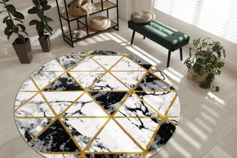 Dywan okrągły krótkowłosy ESTEMA MARBLETRIANGLES kolor czarny r160 hakano - RUG/LU/ESTEMA/MARBLETRIANGLES/BLACK+GOLD/R160