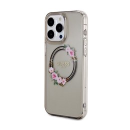 Guess IML Flowers Wreath MagSafe - Etui iPhone 15 Pro Max (czarny)