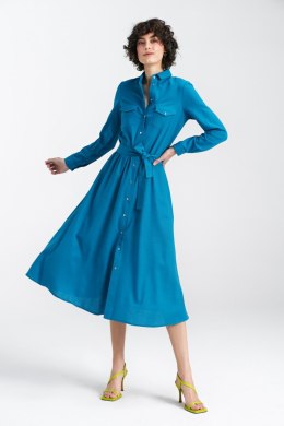 Sukienka lniana zapinana na napy S241 Blue - Nife