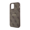 Guess 4G Collection Leather Metal Logo MagSafe - Etui iPhone 12 / iPhone 12 Pro (brązowy)