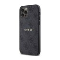 Guess 4G Collection Leather Metal Logo MagSafe - Etui iPhone 12 / iPhone 12 Pro (czarny)