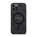 Guess 4G Collection Leather Metal Logo MagSafe - Etui iPhone 12 / iPhone 12 Pro (czarny)