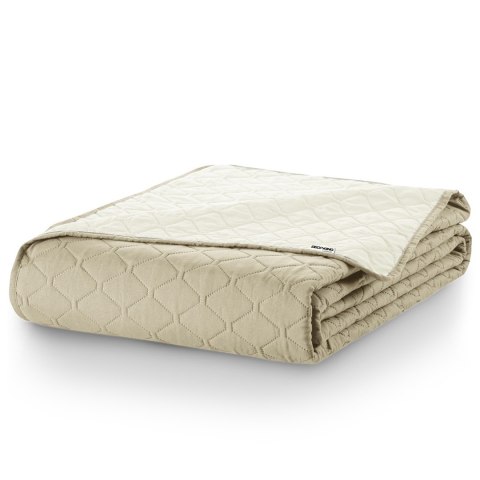Narzuta AXEL  beżowy materiał mikrofibra 240x260 DecoKing - CHON/AXEL/BEIGE+WHITE/240X260