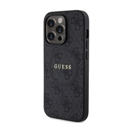 Guess 4G Collection Leather Metal Logo MagSafe - Etui iPhone 13 Pro Max (czarny)