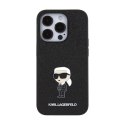 Karl Lagerfeld Fixed Glitter Ikonik Logo Metal Pin - Etui iPhone 15 Pro (czarny)