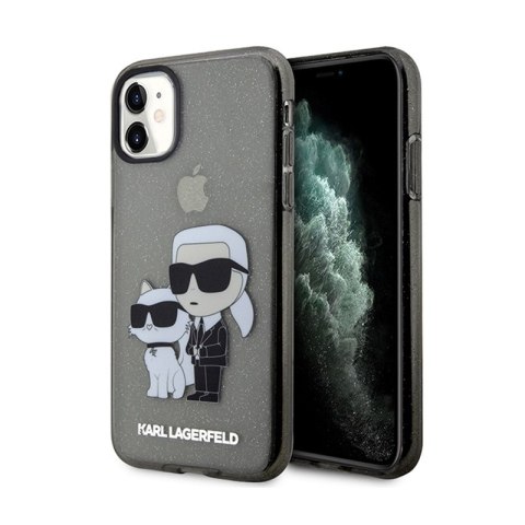 Karl Lagerfeld IML Glitter Karl & Choupette - Etui iPhone 11 (czarny)