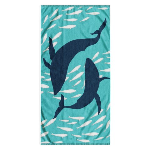 Ręcznik DOLPHIN kolor turkusowy gładki klasyczny styl klasyczny materiał przód welur, tył frotte 90x180 DecoKing - TOW/BEACH/DOL