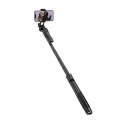 Crong SelfieGo Ultra - Aluminiowy selfie stick Bluetooth tripod (czarny)