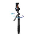 Crong SelfieGo Ultra - Aluminiowy selfie stick Bluetooth tripod (czarny)