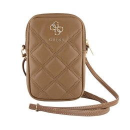 Guess Zip Quilted 4G - Torebka na telefon (brązowy)