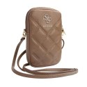 Guess Zip Quilted 4G - Torebka na telefon (brązowy)