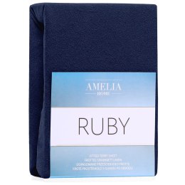 Prześcieradło RUBY kolor indygo styl klasyczny  frotte 80-90x200 AmeliaHome - FITTEDFRO/AH/RUBY/NAVYBLUE34/N/80-90x200+3