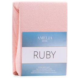 Prześcieradło RUBY kolor pudrowy róż styl klasyczny  frotte 100-120x200 AmeliaHome - FITTEDFRO/AH/RUBY/PEACH06/N/100-120