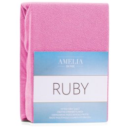 Prześcieradło RUBY kolor różowy styl klasyczny  frotte 80-90x200 AmeliaHome - FITTEDFRO/AH/RUBY/PINK21/N/80-90x200+30