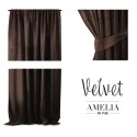 Zasłona VELVET  brązowy   velvet 140x270 ameliahome - CURT/AH/VELVET/PLEAT/D.BROWN/140X270/1PC