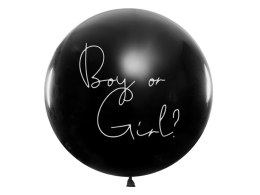 Balon Gender Reveal Chłopiec czy dziewczynka niebieskie konfetti 100cm Partydeco Spółka z Ograniczoną Odpowiedzialnością