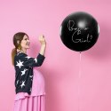 Balon Gender Reveal Chłopiec czy dziewczynka niebieskie konfetti 100cm Partydeco Spółka z Ograniczoną Odpowiedzialnością