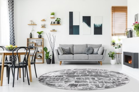 Dywan okrągły TREX BRICK kolor grafitowy r160 Hakano - RUG/LU/TREX/BRICK/DARKGREY/R160