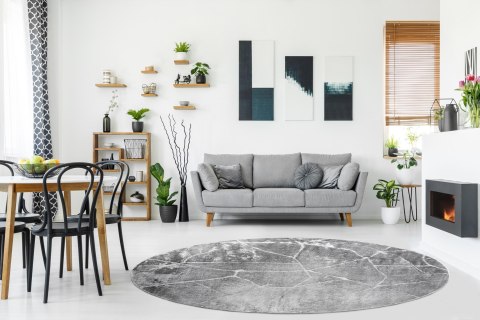 Dywan okrągły TREX MARBLE  szary r160 Hakano - RUG/LU/TREX/MARBLE/GREY/R160