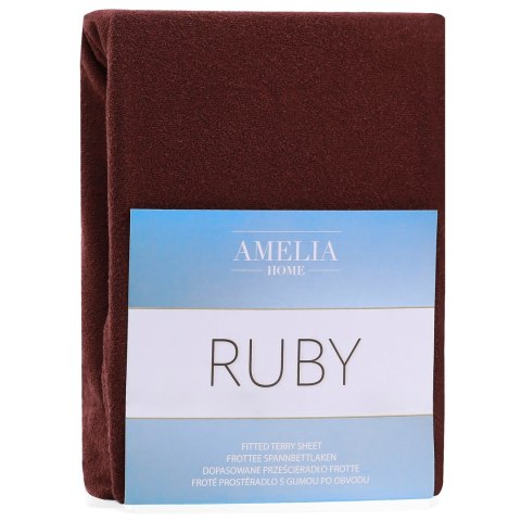 Prześcieradło RUBY kolor brązowy styl klasyczny frotte 160-180x200x30