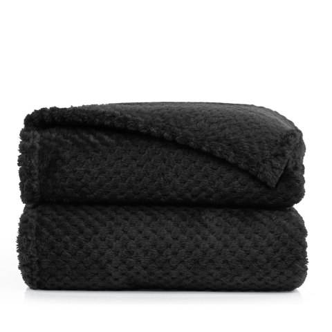Koc HENRY kolor czarny tłoczony żakardowo styl nowoczesny 170x210 - BLA/HENRY/BLACK/170x210