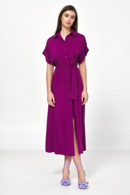 Sukienka Wiskozowa sukienka midi w kolorze pupury S221 Purpura - Nife Nife