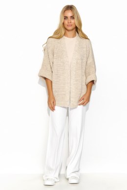 Sweter Kardigan Model S145 Beige Melange - Makadamia Makadamia