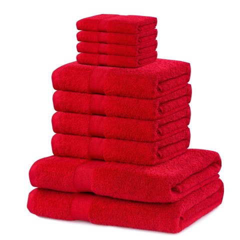 Ręcznik MARINA kolor czerwony styl klasyczny materiał bawełna 2*70x140+4*50x100+4*30x50 DecoKing - TOWEL/MARINA/D.RED/SET2*70x14