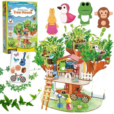 Tree house and mung bean planting