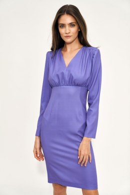 Dopasowana fioletowa sukienka z długim rękawem S211 Violet - Nife Nife
