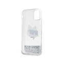 Karl Lagerfeld Liquid Glitter NFT Choupette Head - Etui iPhone 11 (srebrny)