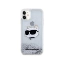 Karl Lagerfeld Liquid Glitter NFT Choupette Head - Etui iPhone 11 (srebrny)