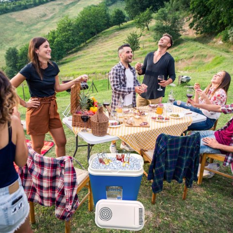 Lodówka CEGECO 18L Niebieska Biała Pokrywa Kamai Kamai COOLBOX