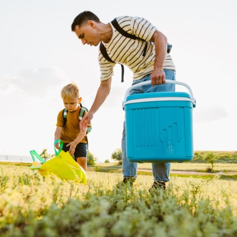 Lodówka turystyczna 20L KAMAI ICEBERG na wkłady mrożące, turkusowa z białą rączką EDA